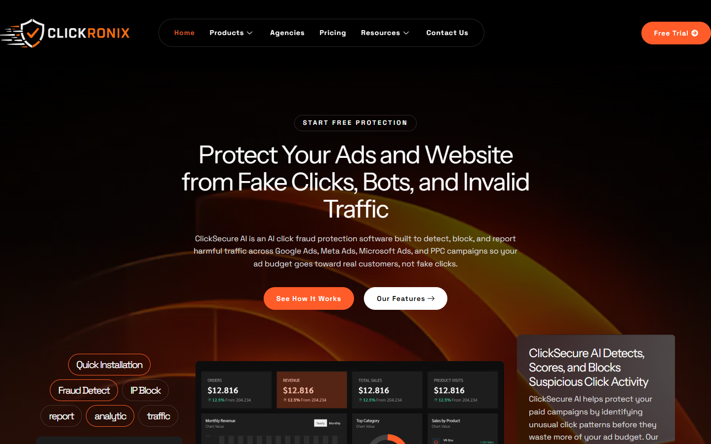 Clickronix / ClickSecure AI website screenshot